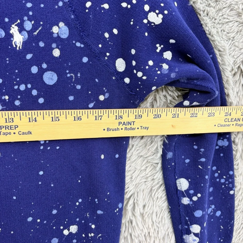 Polo Ralph Lauren Sweatshirt Mens Small Crewneck Paint Splatter Navy Blue Rare